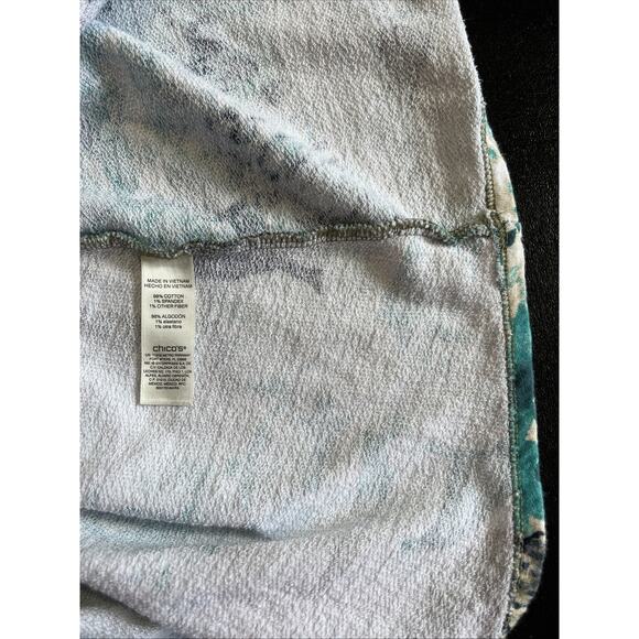 Weekends By Chico's Sweatshirt Womens XL Blue Watercolor Cotton Terry Boxy Boho - Picture 6 of 11